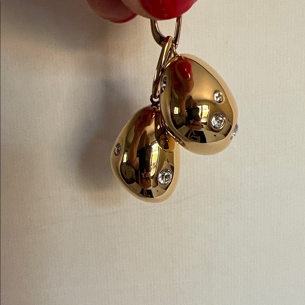 Celine Gold Drop Earrings with Crystal Accents - Picture 6 of 7